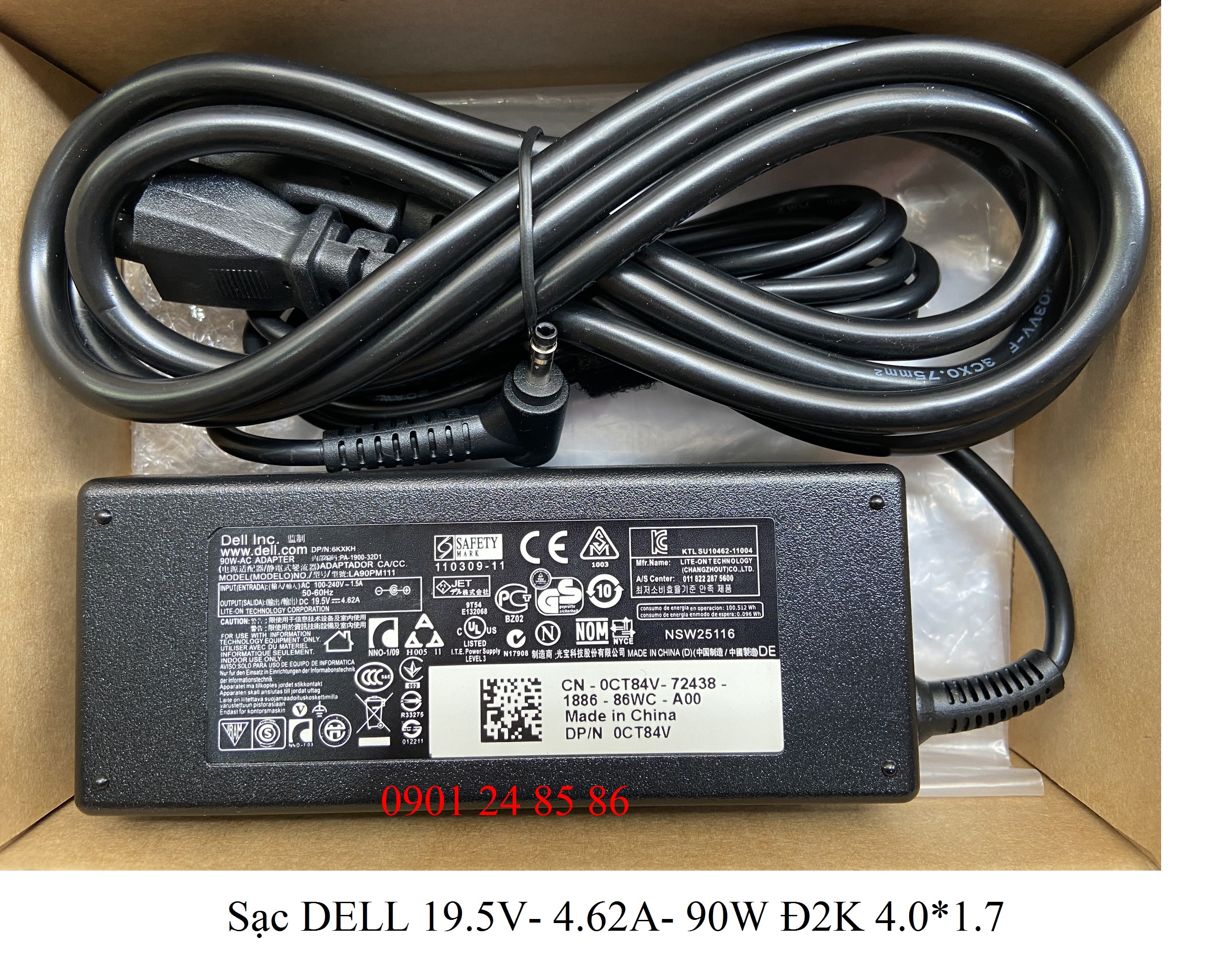 [Adapter] Sạc Laptop Chính Hãng Dell 19.5V-4.62A-90W-4.0MM*1.7MM